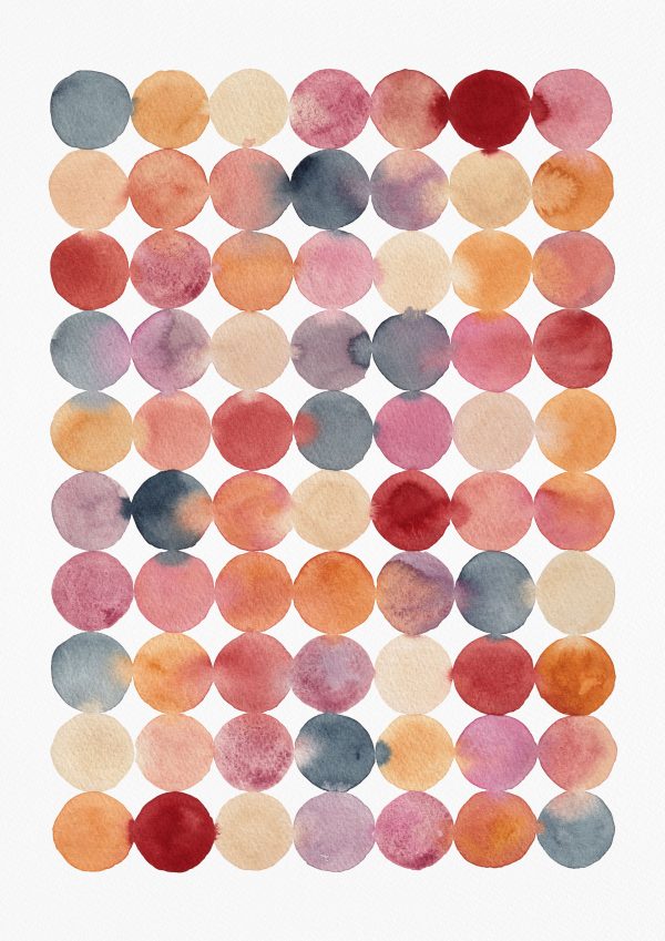 Watercolour Circles in Sunset Palette