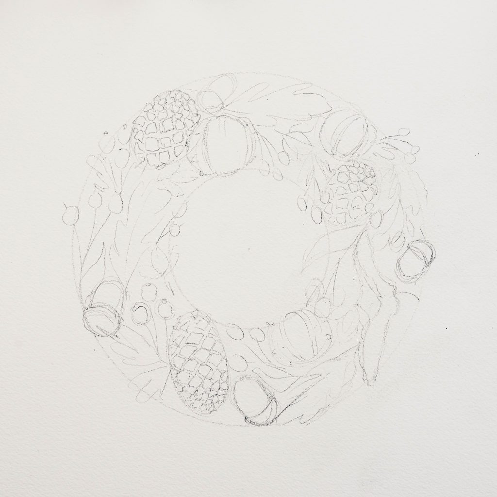 Pencil Sketch of Wreath