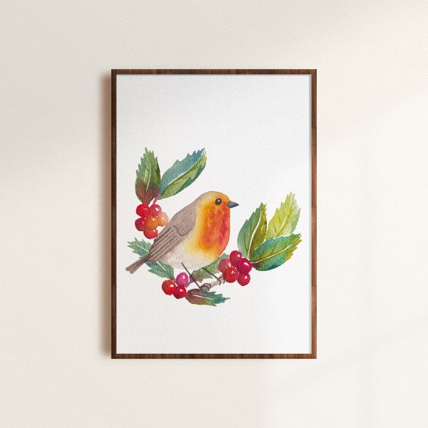 Robin and Holly print in a mockup frame.